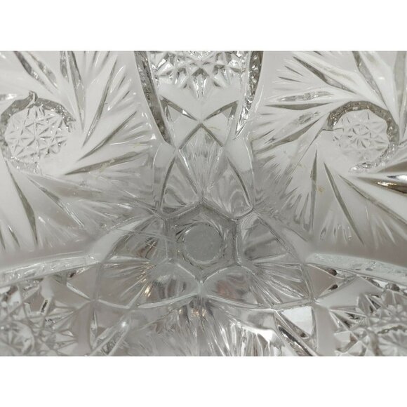 Vintage Imperial EAPG Compote Nuncut Swirl Tooth Edge Whirling Star Glass Dish - Picture 10 of 12